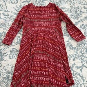 Charming Red Patterned holiday Kids bamboo twirl Dress